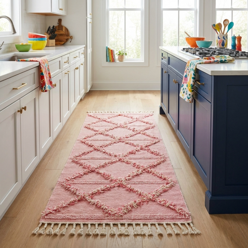 Handmade Moroccan Kilim Rug - Flatweave & Shaggy Wool - Boho Geometric Area Rug