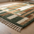 Beni Ourain Rug – Green Geometric Wool Area Rug