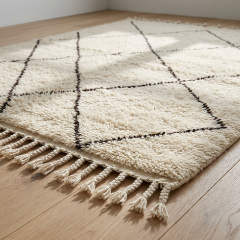 Authentic Beni Ourain Rug - Minimalist Boho Living Room Decor