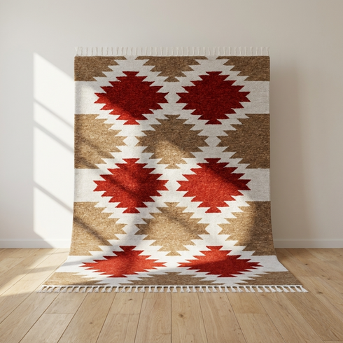 Handmade Moroccan Kilim Rug – Tribal Flatweave Wool Rug for Boho Home Decor