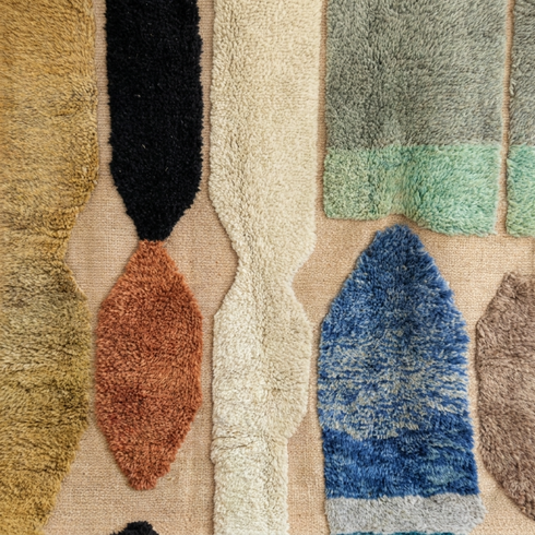 Beni Ourain Rug – Multicolor Geometric Wool Handmade Area Rug