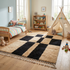 Moroccan Berber Rug – Black & Cream Plush Checkered Wool Area Rug