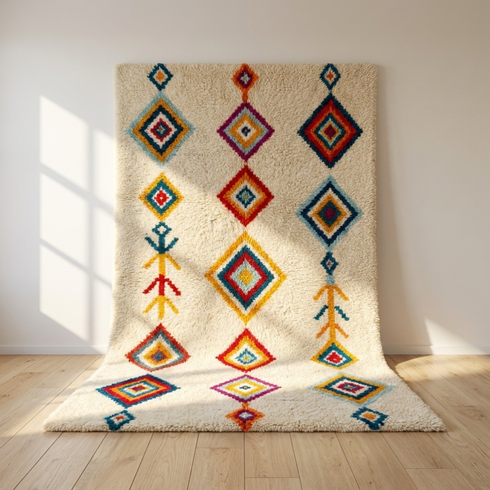 Moroccan Kilim Rug – Multicolor Flatweave Diamond Wool Area Rug