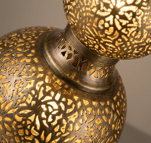 Moroccan Table Lamp – Filigree Brass Openwork Lamp