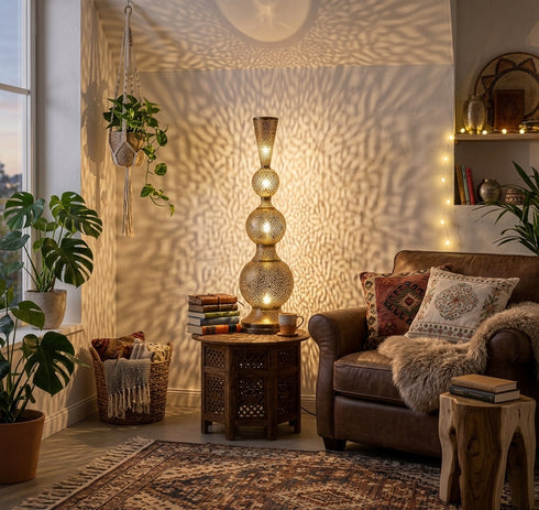 Moroccan Table Lamp – Filigree Brass Openwork Lamp