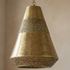 Authentic Handmade Moroccan Lamp – Gold Brass Pendant Light with Intricate Filigree Openwork Design for Kitchen Island Decor