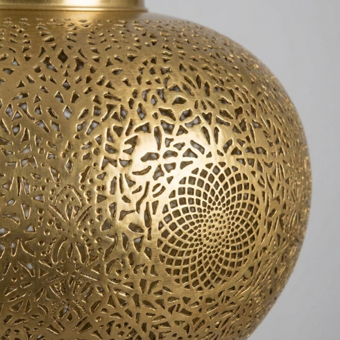 Moroccan Pendant Light – Teardrop Brass Shadow-Casting Lamp Openwork