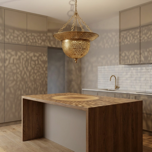 Dome Brass Moroccan Pendant Light