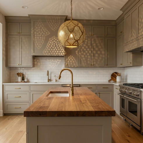 Brass Pendant Light – Moroccan Star Openwork