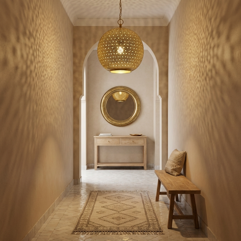 Moroccan Pendant Light – Brass Pierced Openwork