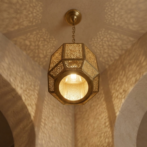 Handmade Moroccan Brass Pendant Lamp Bohemian Riad Lantern (pl-2023)