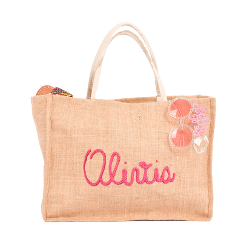 Monogrammed Oversized Burlap Tote Beach Bag - Ideal For Bachelorette Gifts For Bride!
