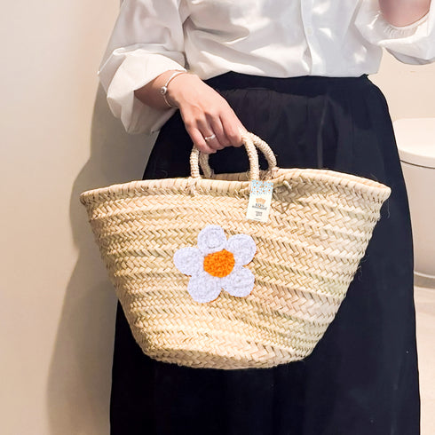 Ultimate White Daisy Straw Basket Bag – Summer Holiday Must-Have!
