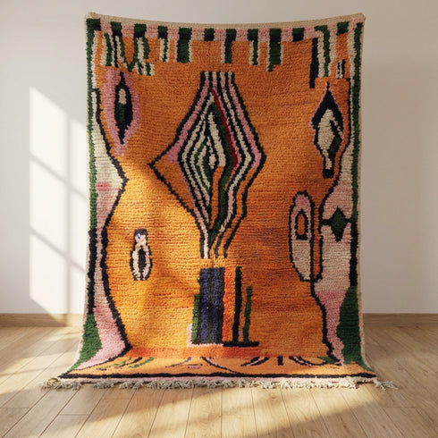 Orange Moroccan Boujaad Rug - Handmade Tribal Rug