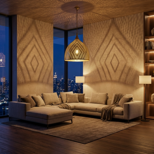 Handmade Moroccan Ceiling Light – Brass Perforated Openwork