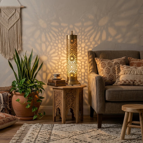 Filigree Brass Moroccan Lamp