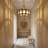 Handmade Moroccan Brass Lamp, Milky Glass Boho Lighting (pl-2021)