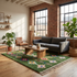 Handmade Green Rug - Colorful Geometric Carpet