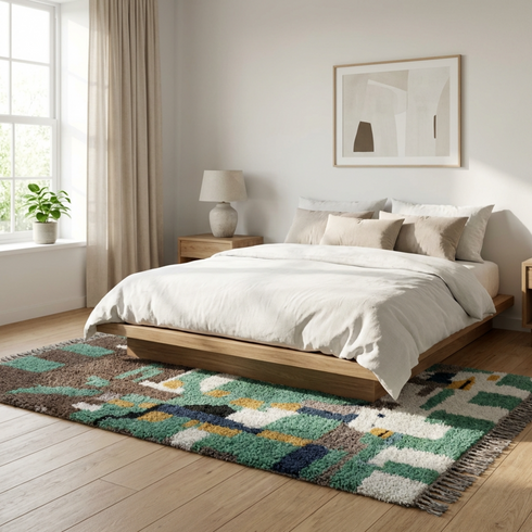 Colorful Beni Ourain Rug - Artistic Handmade Wool Area Rug
