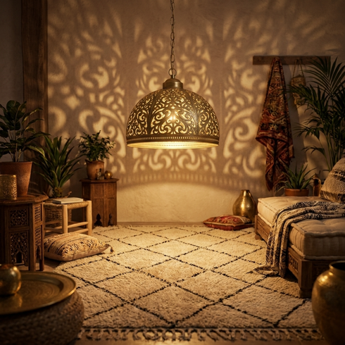 Dome Brass Moroccan Ceiling Light