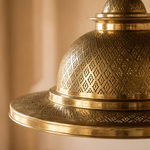 Handmade Moroccan Pendant Light – Brass Dome Geometric