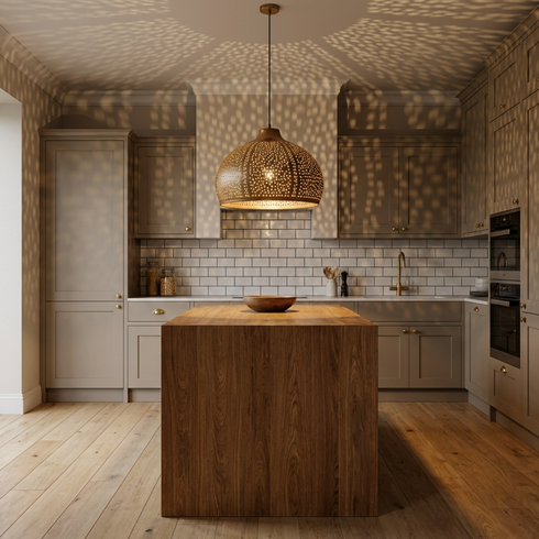 Handmade Moroccan Hanging Lamp - Boho Kitchen Lighting