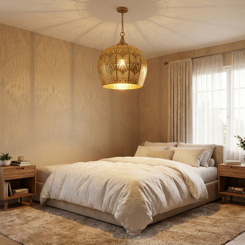 Moroccan Pendant Light – Brass Dome Floral