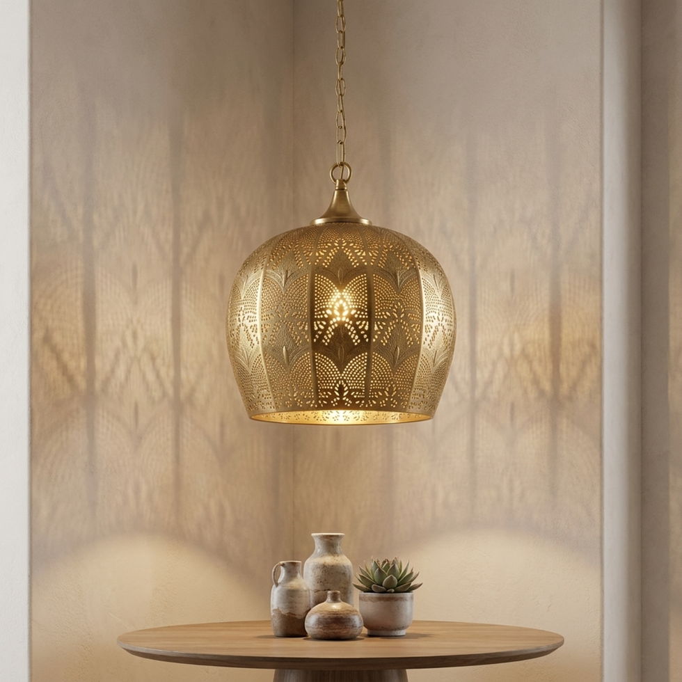 Moroccan Pendant Light – Brass Dome Floral