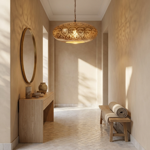 Moroccan Chandelier – Filigree Brass Openwork Lamp Bedroom