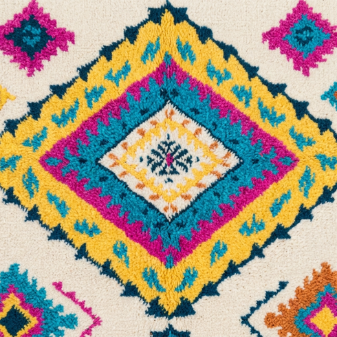 Authentic Handmade Azilal Rug – 100% Wool Moroccan Rug with Colorful Tribal Geometric Design