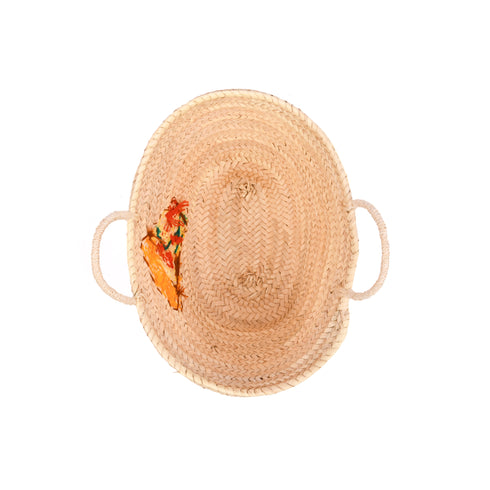 Summer Pizza Party Basket embroidered slice of pizza design, perfect accessory for foodies and sun-lovers!