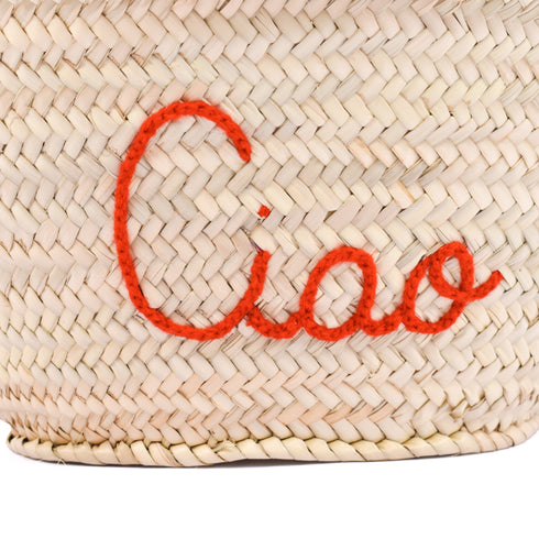 Summer Pizza Party Basket embroidered slice of pizza design, perfect accessory for foodies and sun-lovers!