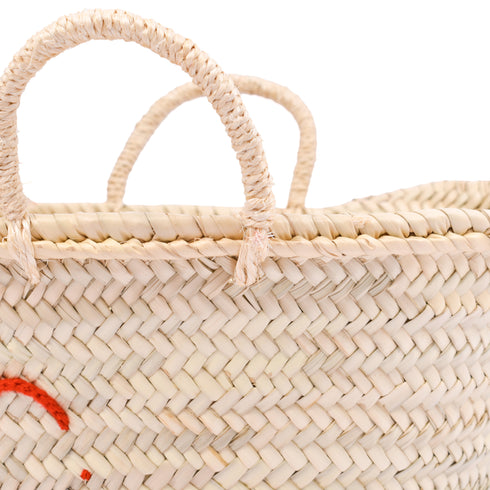 Summer Pizza Party Basket embroidered slice of pizza design, perfect accessory for foodies and sun-lovers!