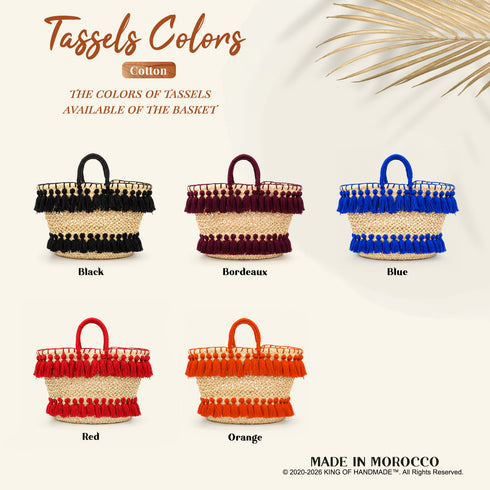 Handmade Straw Beach Bag – Black Tassel Tote, Openwork