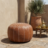 Handmade Moroccan Pouf - Brown Genuine Leather - Boho Chic Living Room Footrest