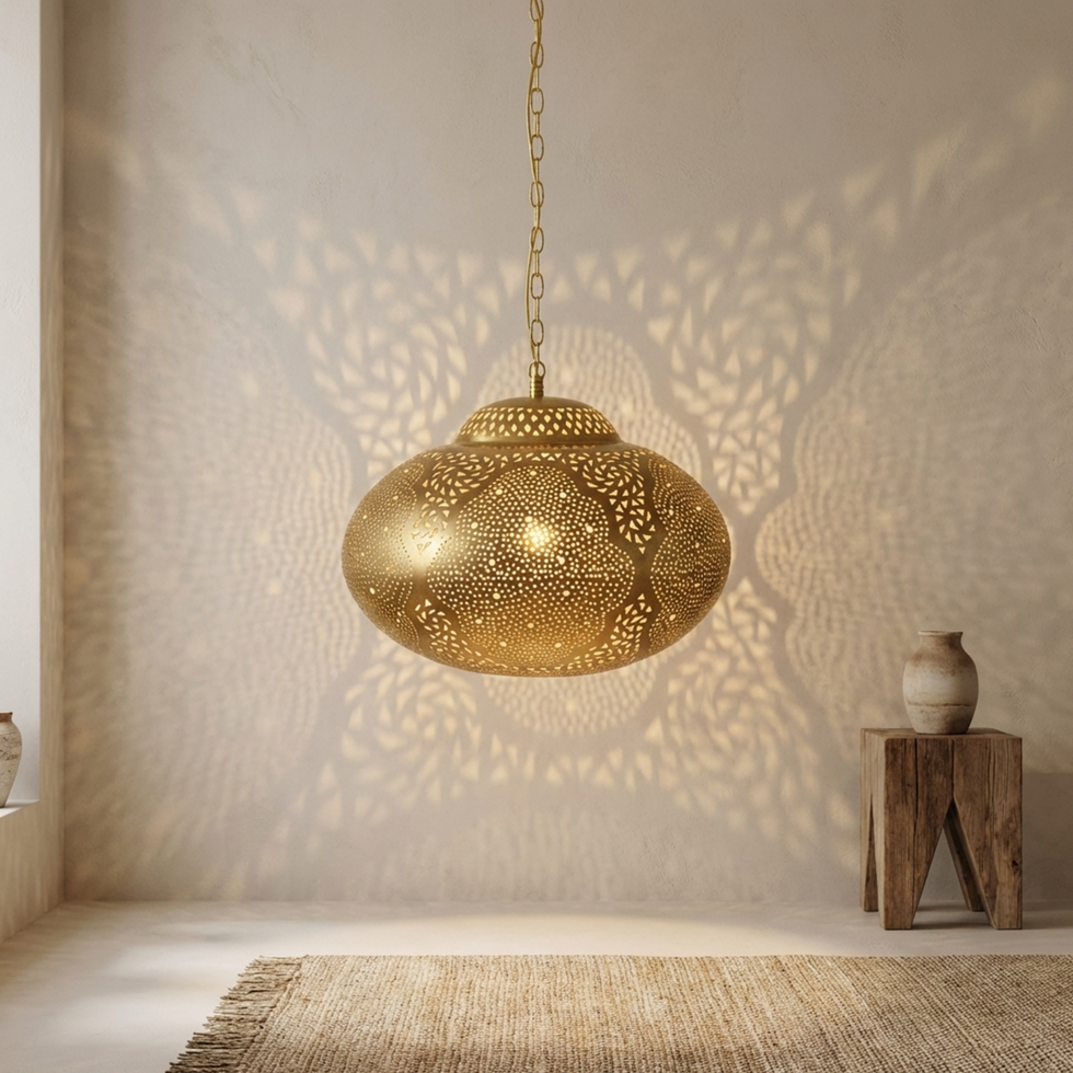 Moroccan Pendant Light – Brass Globe Star