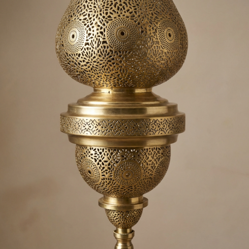Handmade Moroccan Lamp - Gold Brass Pendant - Living Room Lamp
