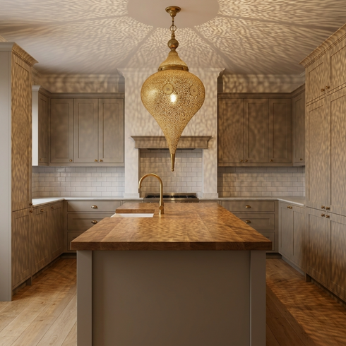 Brass Ceiling Light – Moroccan Dome Openwork
