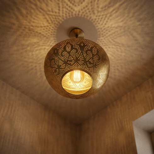 Moroccan Chandelier – Filigree Openwork Brass Lamp