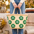Straw Fall Tote Bag | Halloween Basket with Embroidered Flowers
