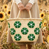 Straw Fall Tote Bag | Halloween Basket with Embroidered Flowers