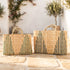 Green Stripe Moroccan Wicker Tote – Handwoven Wicker Summer Bag | Beach, Vacation & Bridesmaids Gift Basket