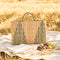 Green Stripe Moroccan Wicker Tote – Handwoven Wicker Summer Bag | Beach, Vacation & Bridesmaids Gift Basket