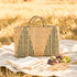 Green Stripe Moroccan Wicker Tote – Handwoven Wicker Summer Bag | Beach, Vacation & Bridesmaids Gift Basket