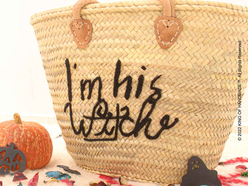 Halloween Personalized Basket - Big Straw Bag