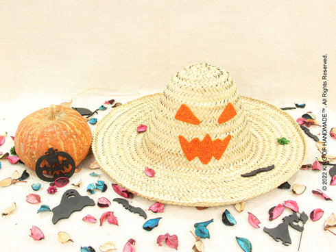 Handmade Halloween Straw Hat for Adults