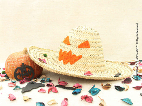 Handmade Halloween Straw Hat for Adults