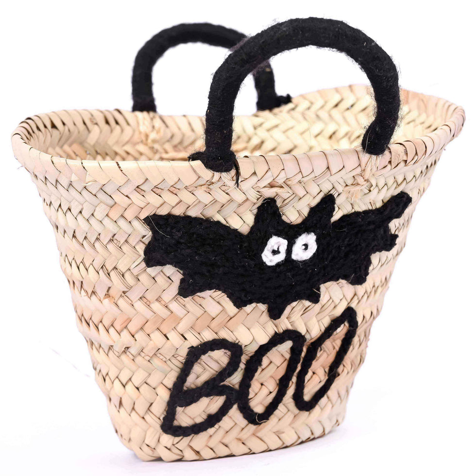 Personalized Bat Boo Halloween Straw Tote