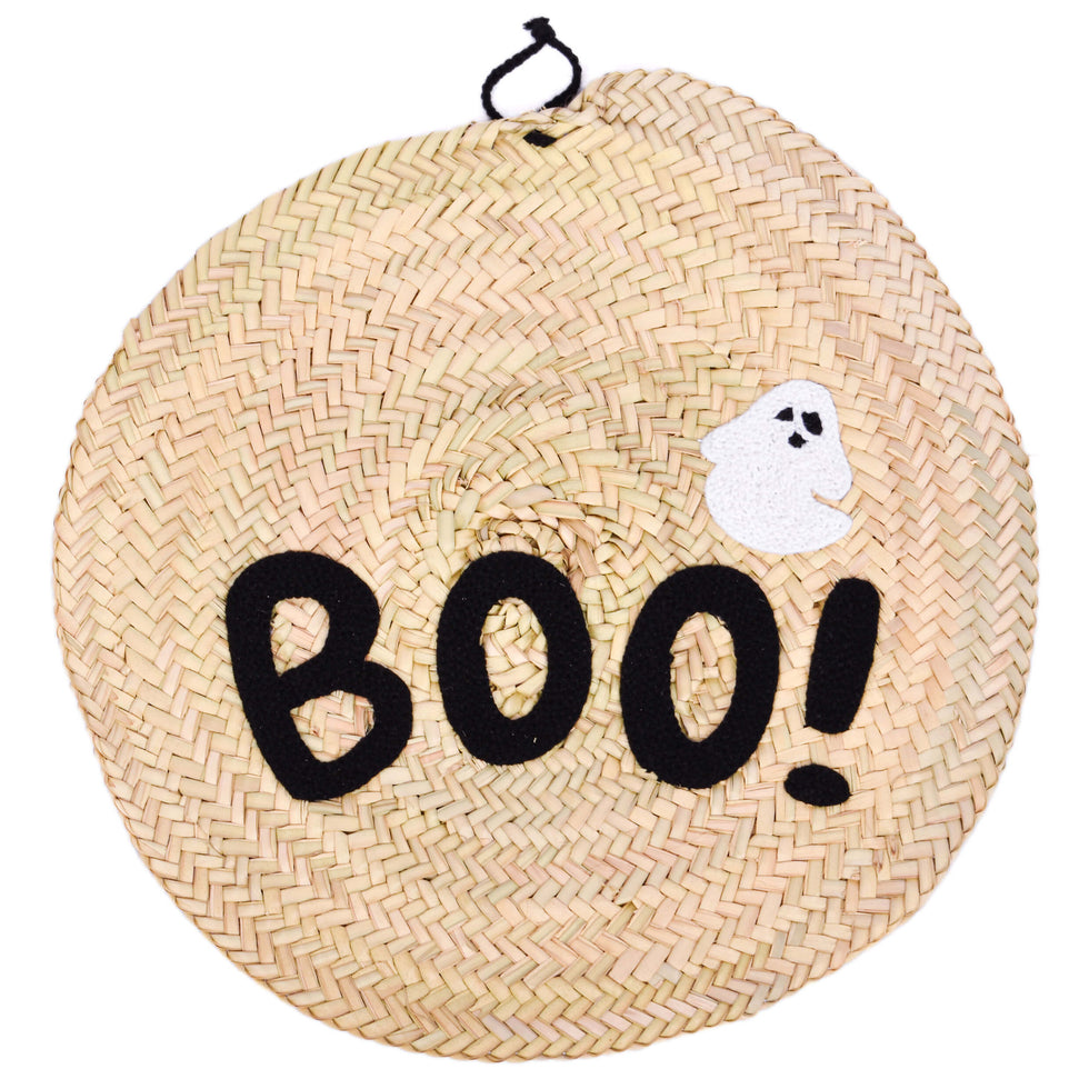 Boo Ghost Halloween Straw Wall Hanging