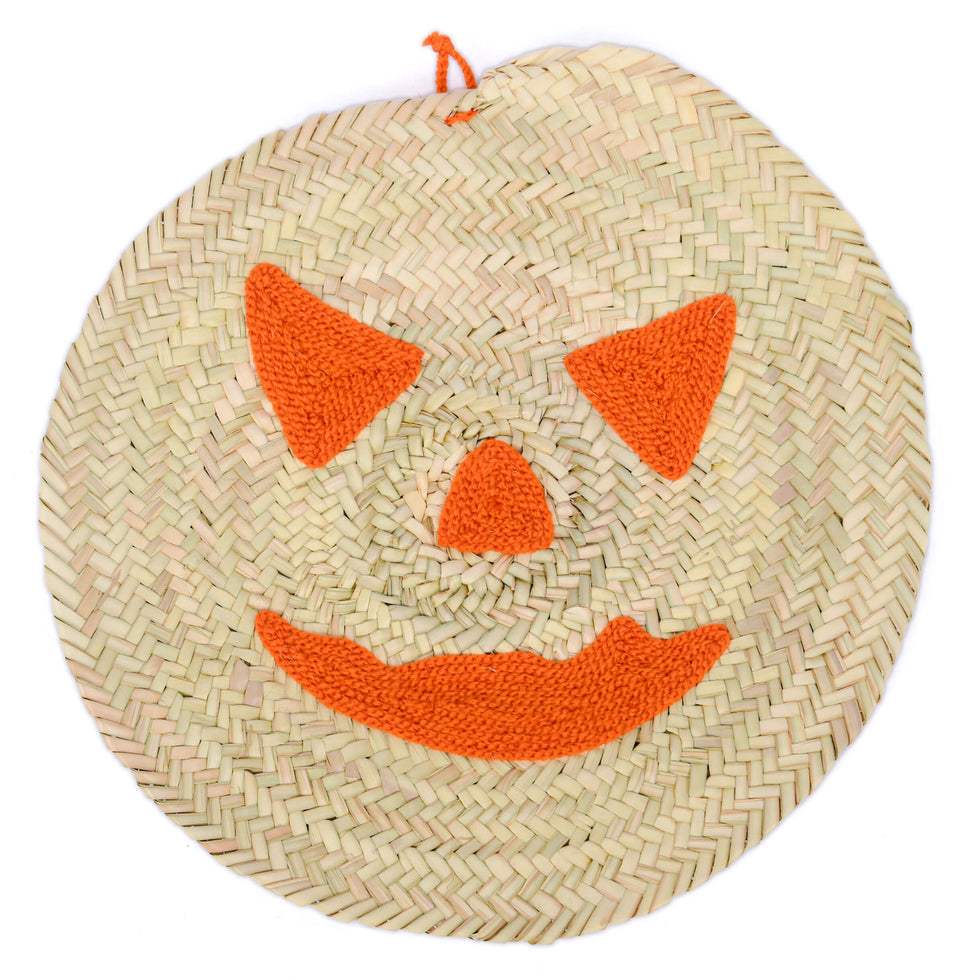 Jack-o-Lantern Halloween Straw Wall Hanging
